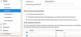 WLAN-Sicherheitseinstellungen FritzOS