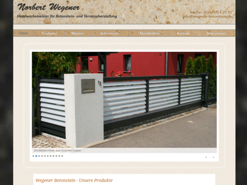 Screenshot responsive Website Wegener Betonstein