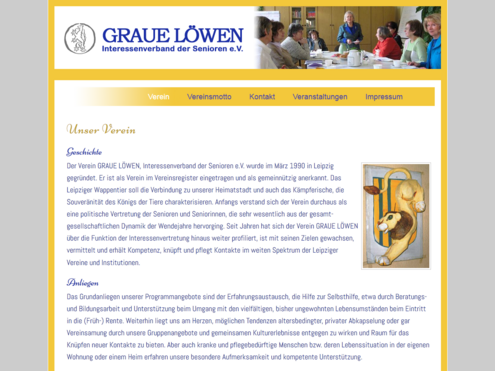 Screenshot Website Graue Löwen Leipzig