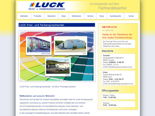 Screenshot Website Luck Putz-und Farbengrosshandel