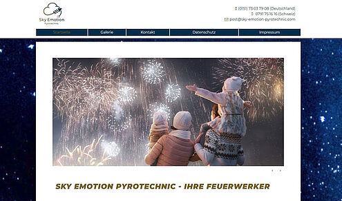 Website-Screenshot Sky Emotion Pyrotechnic